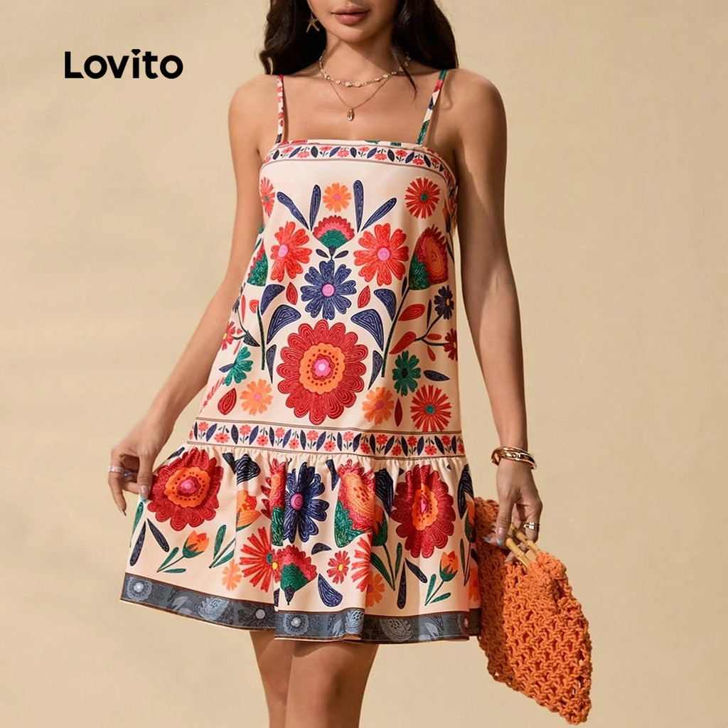 Lovito Vestido Boho Estilo Resort com Zíper Vestido de Primavera/verão para mulheres LK2LD383 em Oferta na Shopee