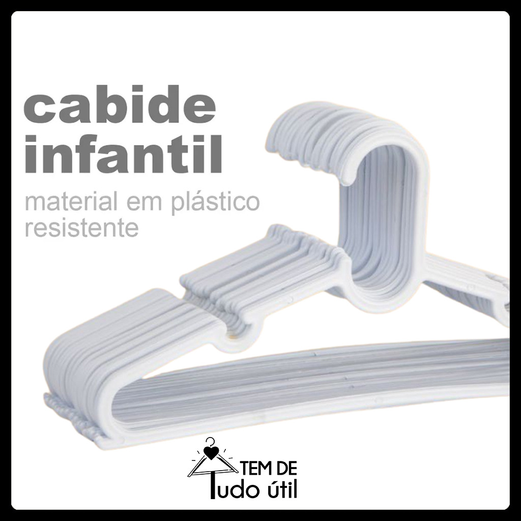Kit 30 Cabides Infantil Antideslizantes para Roupas de Bebê Guarda-Roupa