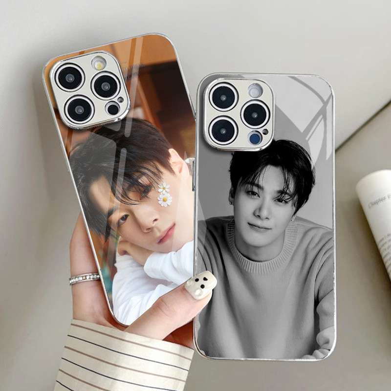 astro KPOP moonbin 04 Capa De Telefone De Vidro Galvanizado Prateado Para Iphone 17 16 16e 15 Pro Max 14 13 12 Mini 11 X