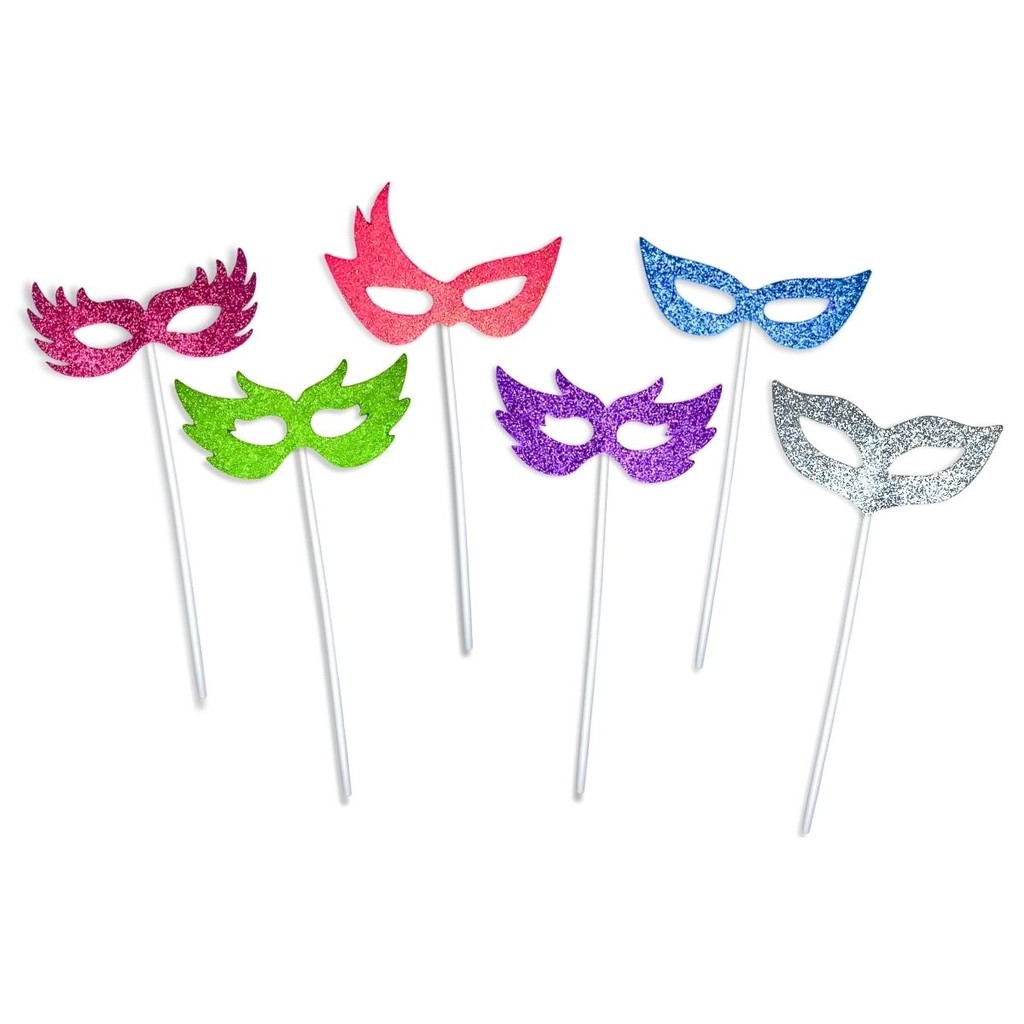 Kit 10 Enfeite Palito Máscara Topper Bolo Decoração Carnaval em Oferta na Shopee