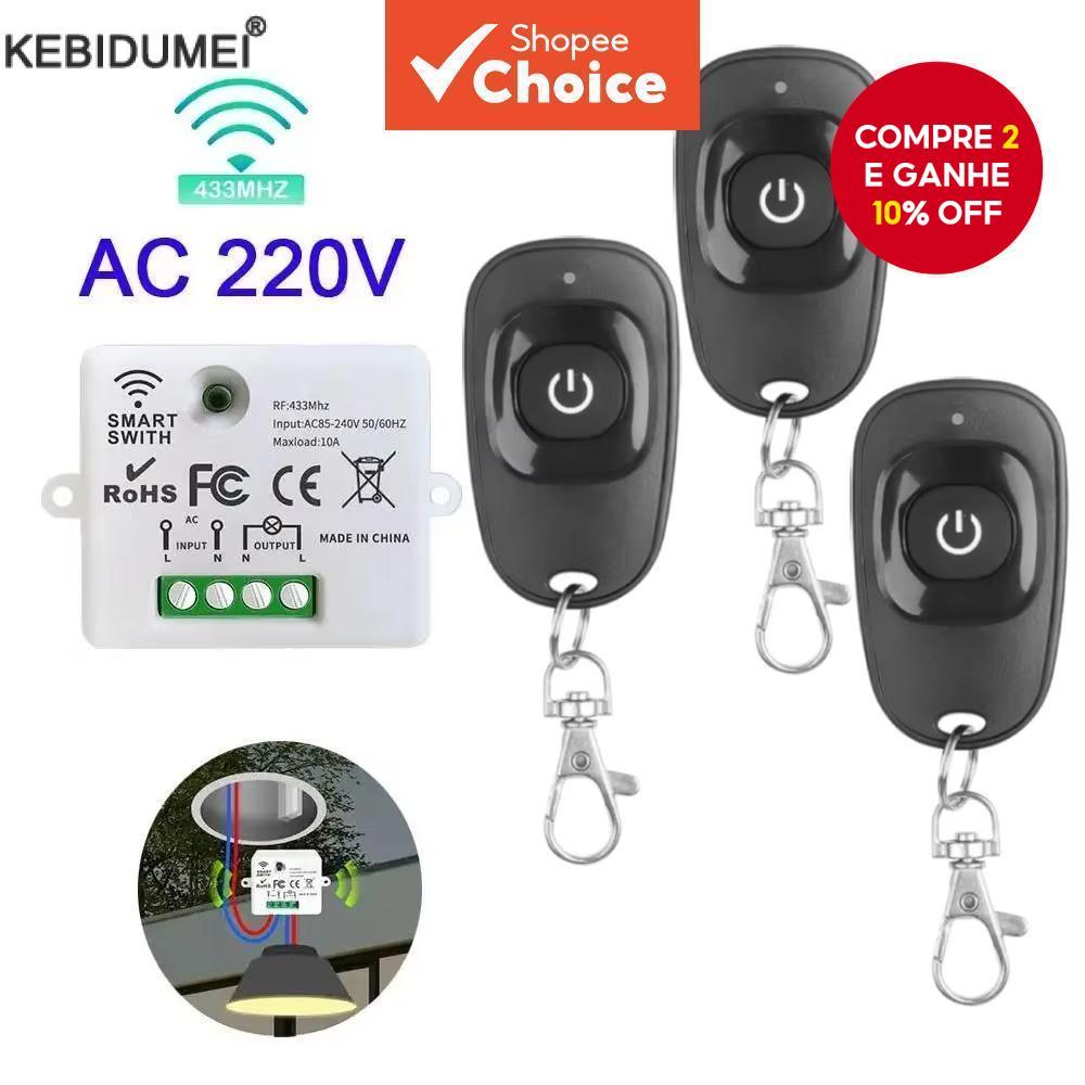 Interruptor De Controle Remoto Sem Fio 433mhz 110v/220v 10a Mini Receptor Para Luz Led Em Casa em Oferta na Shopee