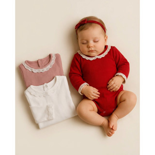 Body bebê manga longa com renda | Malha canelada charmosa e macia em Oferta na Shopee