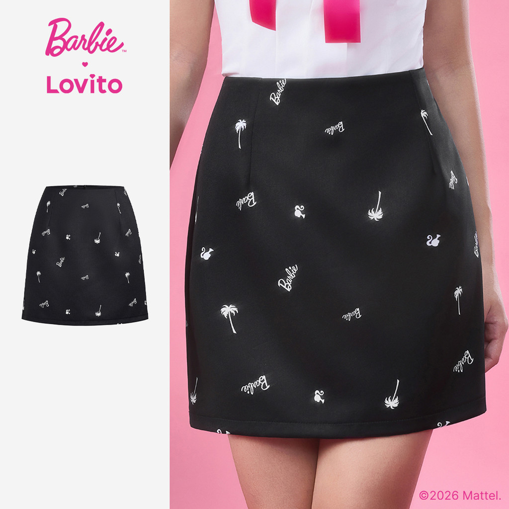 Barbie™ X Lovito Saias Casuais Primavera/verão Saias Pretas para mulheres LB1AD048 em Oferta na Shopee