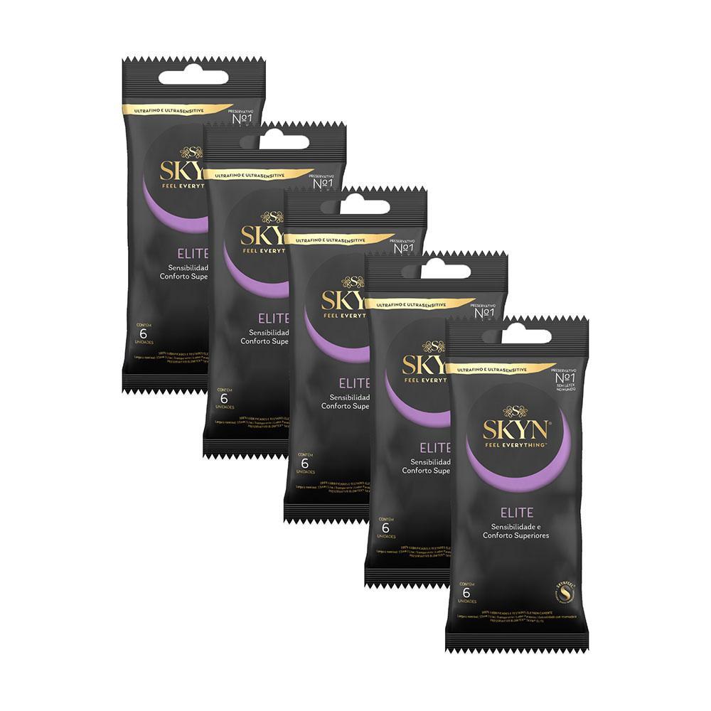 Kit 5 Pacotes Preservativo SKYN Elite C/ 6 Unidades Cada em Oferta na Shopee