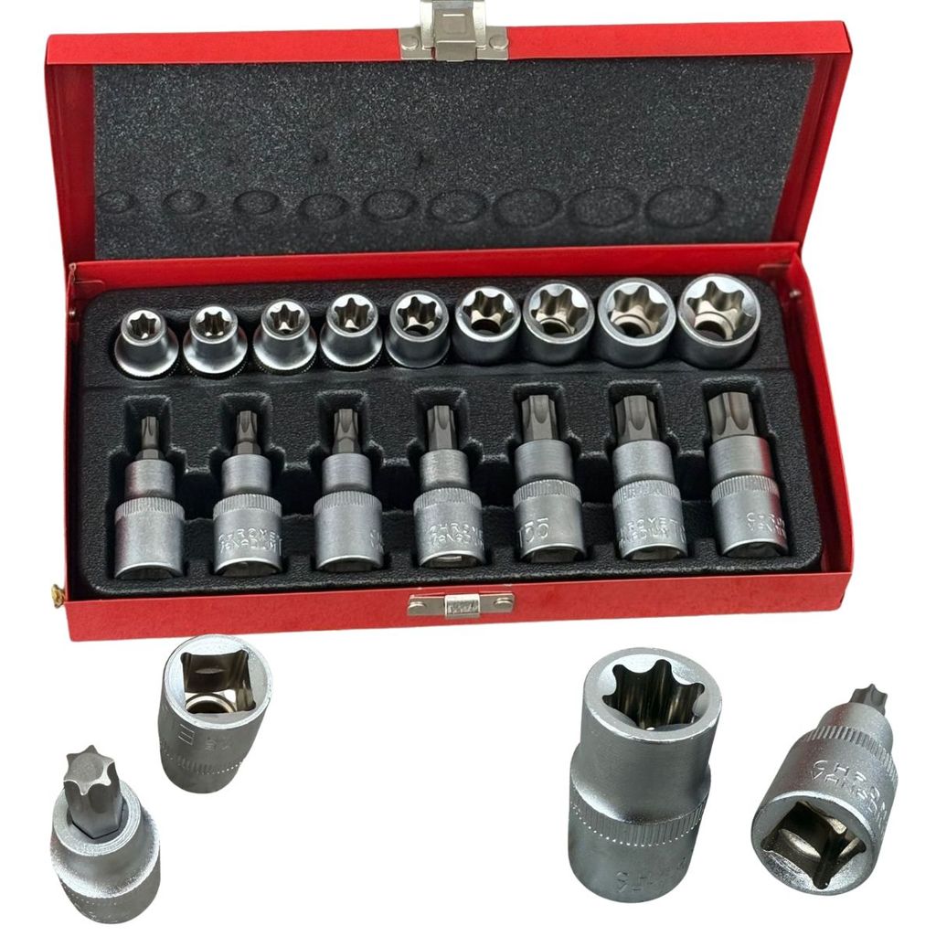 Jogo Soquetes Torx Macho e Femea Curtos 1/2 16 Pcs Vip  904571