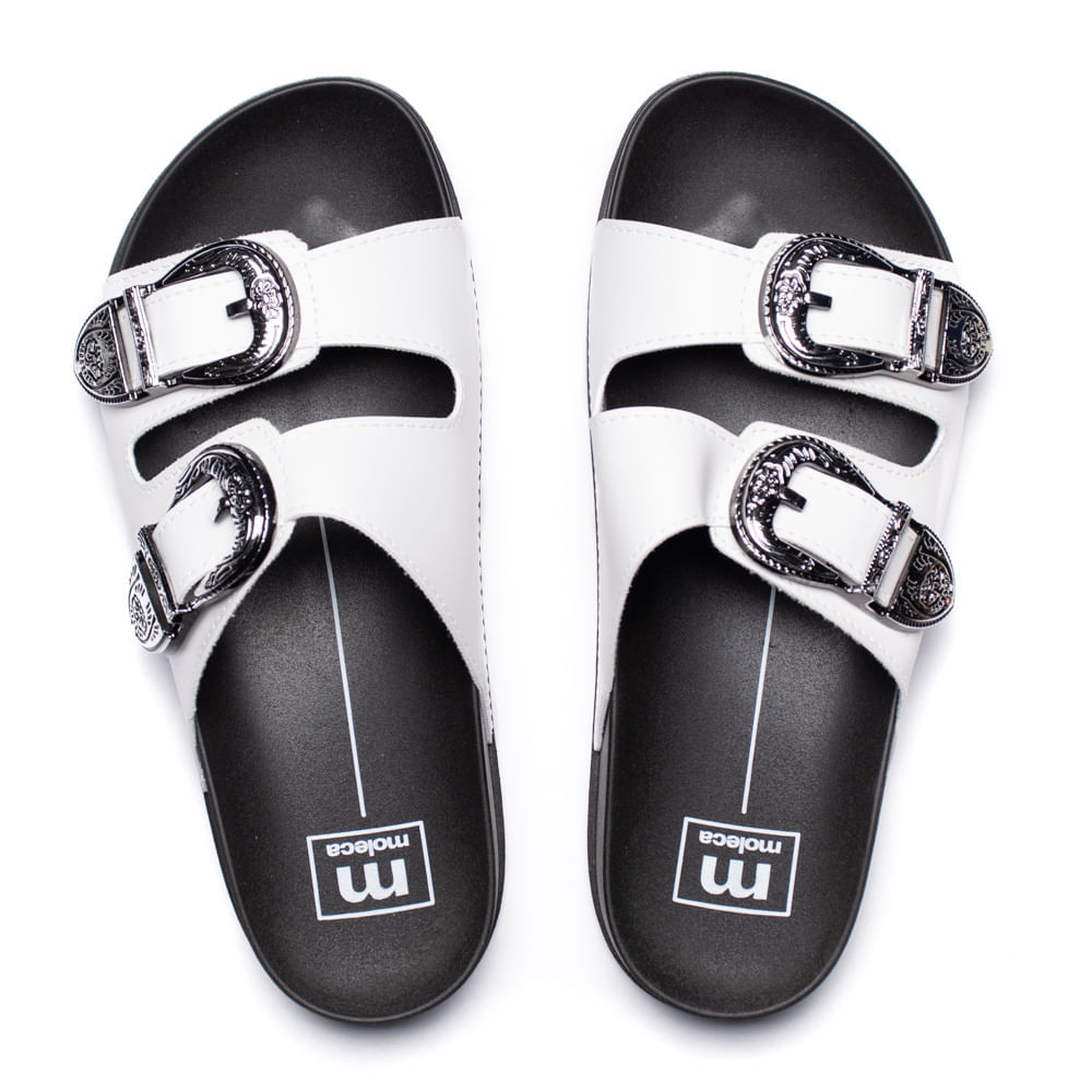 Chinelo Feminino Moleca Napa Fivelas Branco