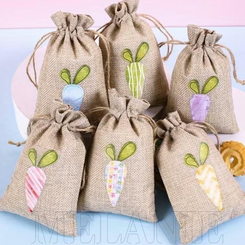 Saco De Linho Com Cordão De Páscoa-Bolso De Serapilheira Para Embalagem De Presente-Bolsa DIY De Aromaterapia Artesanal-