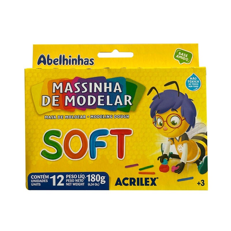 Massa de modelar Soft 180g com 12 cores 07312 Acrilex