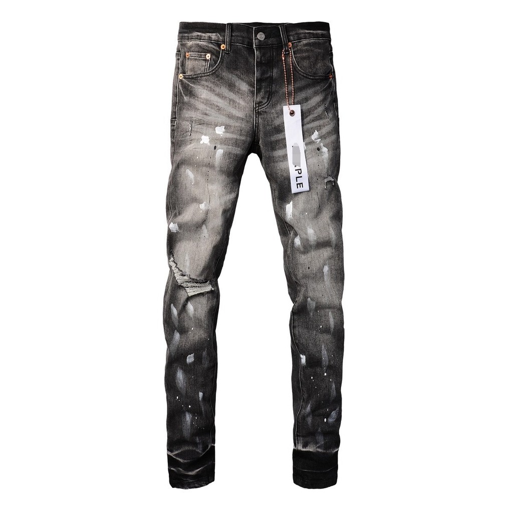 Calças Jeans Masculinas Skinny Estampadas Tingidas Slim Fit Retro Punk Azul Desgastado Estilo Comércio Exterior AM Versã