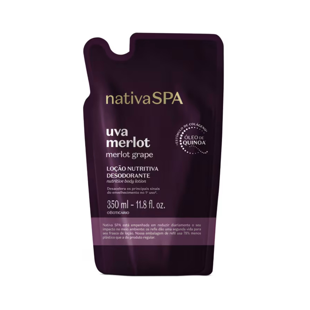 O Boticário Refil Loção Nutritiva Desodorante Nativa Spa Uva Merlot 350ml
