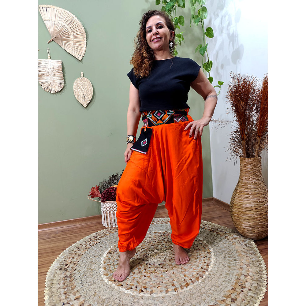 Calça Indiana Saruel Aladin Cartucheira Laranja