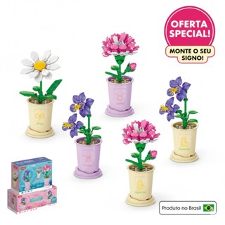 【PRESENTE CRIATIVO】Blocos de Montar Flores Signos do Zodíaco Decoração Kawaii Brinquedo Educativo em Oferta na Shopee