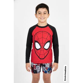 Sunga infantil + Camisa UV Proteção Solar  HOMEM ARANHA QUADRINHOS