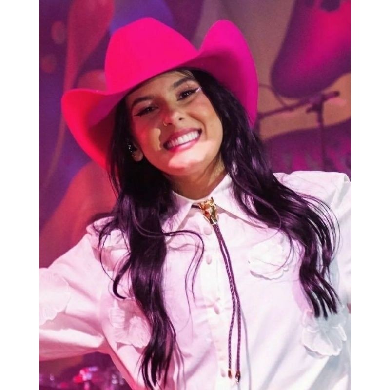 Chapéu Country Mizu Rosa Pink Feminino de Feltro Linha Luxo Vaqueira Boiadeira