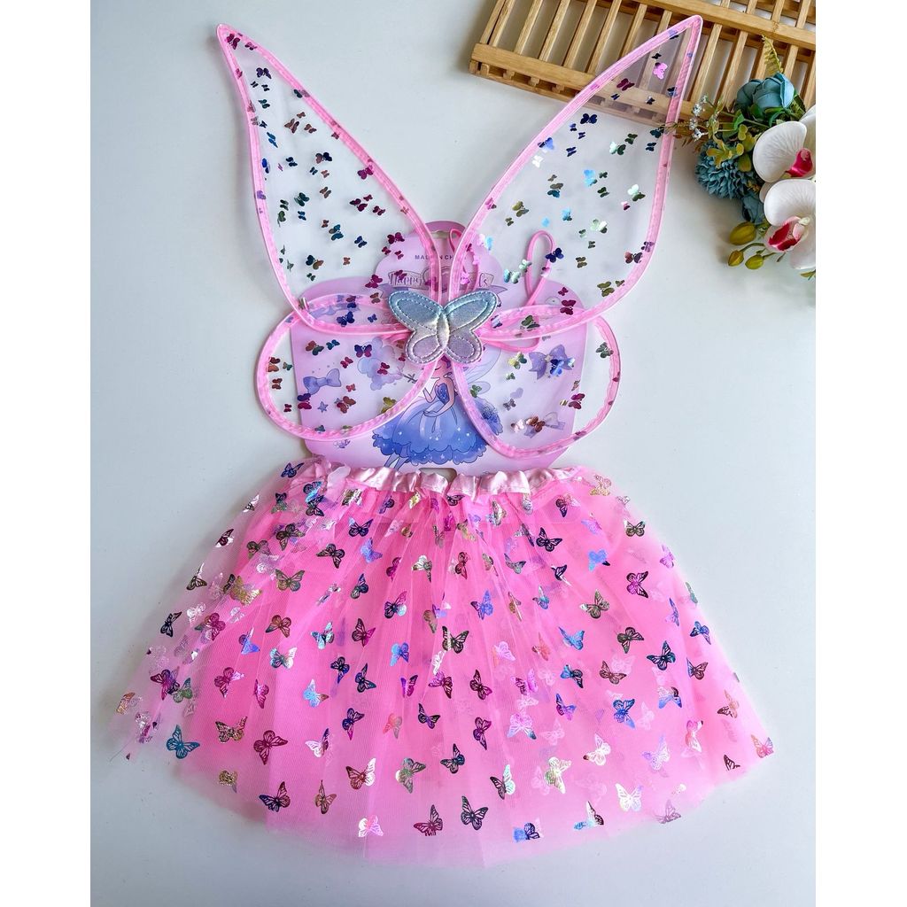 FANTASIA INFANTIL BORBOLETA/JOANINHA/FADA COM SAIA