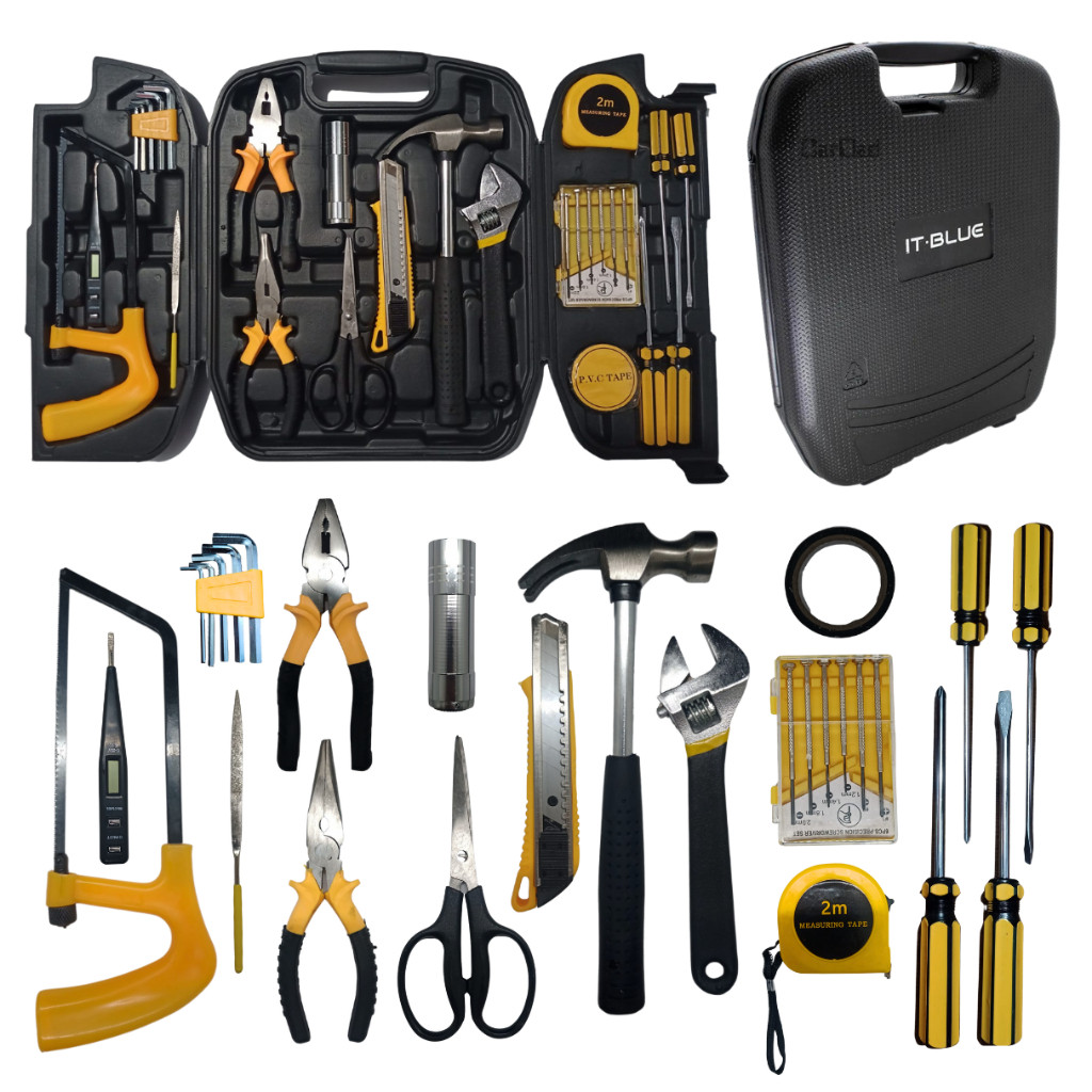 Kit de Ferramentas Multifuncional Completo Com Maleta Portátil Organizadora Uso Doméstico e Reparos