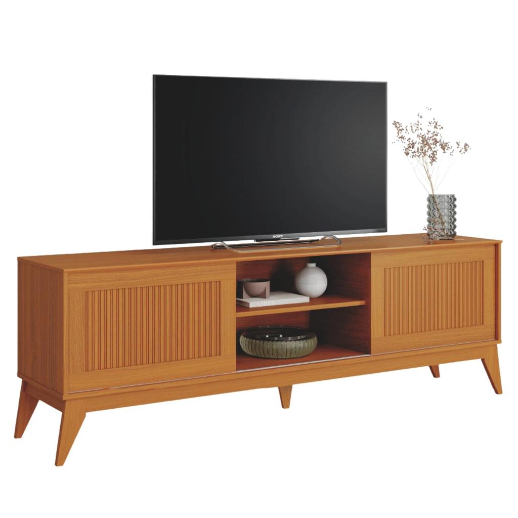 Rack Bancada para TV até 65 Polegadas 1,80m Ripado Impressão 3D 2 Portas Cedro King EDN em Oferta na Shopee