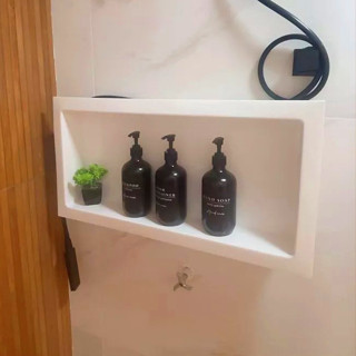 Nicho Para Banheiro E Cozinha Parede Embutir 33x63cm Branco e Preto para Banheiro Com Borda em Oferta na Shopee