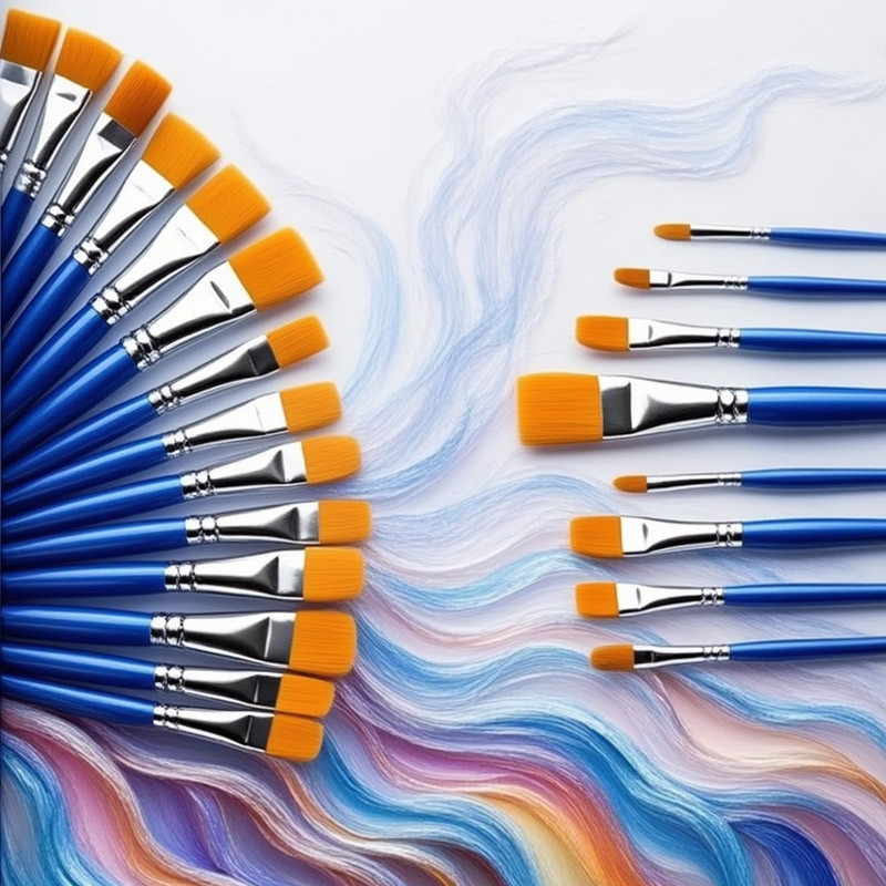 Conjunto De Pincéis De Pintura Profissional (50 Unidades)-Cerdas De Nylon De Vários Tamanhos Para Óleo/Água/Acrílico/Art