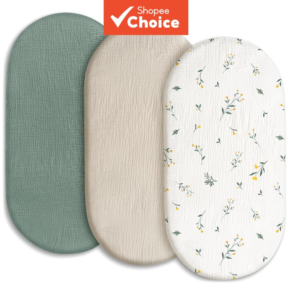 Lençóis De Musselina Para Bebê , 3 Pacotes , Elástico Respirável , Ajustado , 33 " X 17 " , Almofada De Berço , Verão