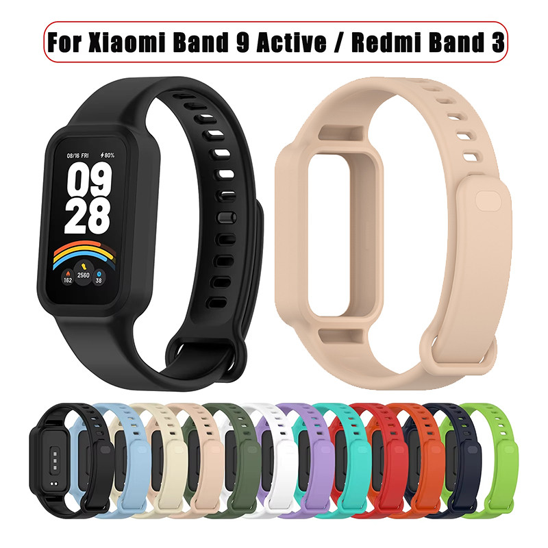 Pulseira De Capa Capinha Silicone Esportiva Para Xiaomi Mi Smart Band 9 Active/Redmi Band 3 Strap Protetor De Tela