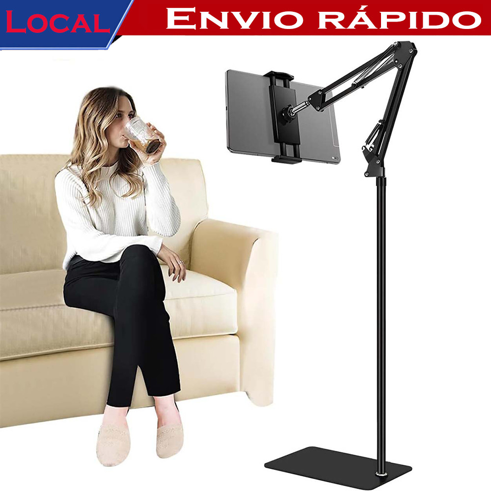 Suporte de chão para tablet com rotação de 360°, braço flexível de altura ajustável, 4 a 12,9 Polegadas Celular, tablets
