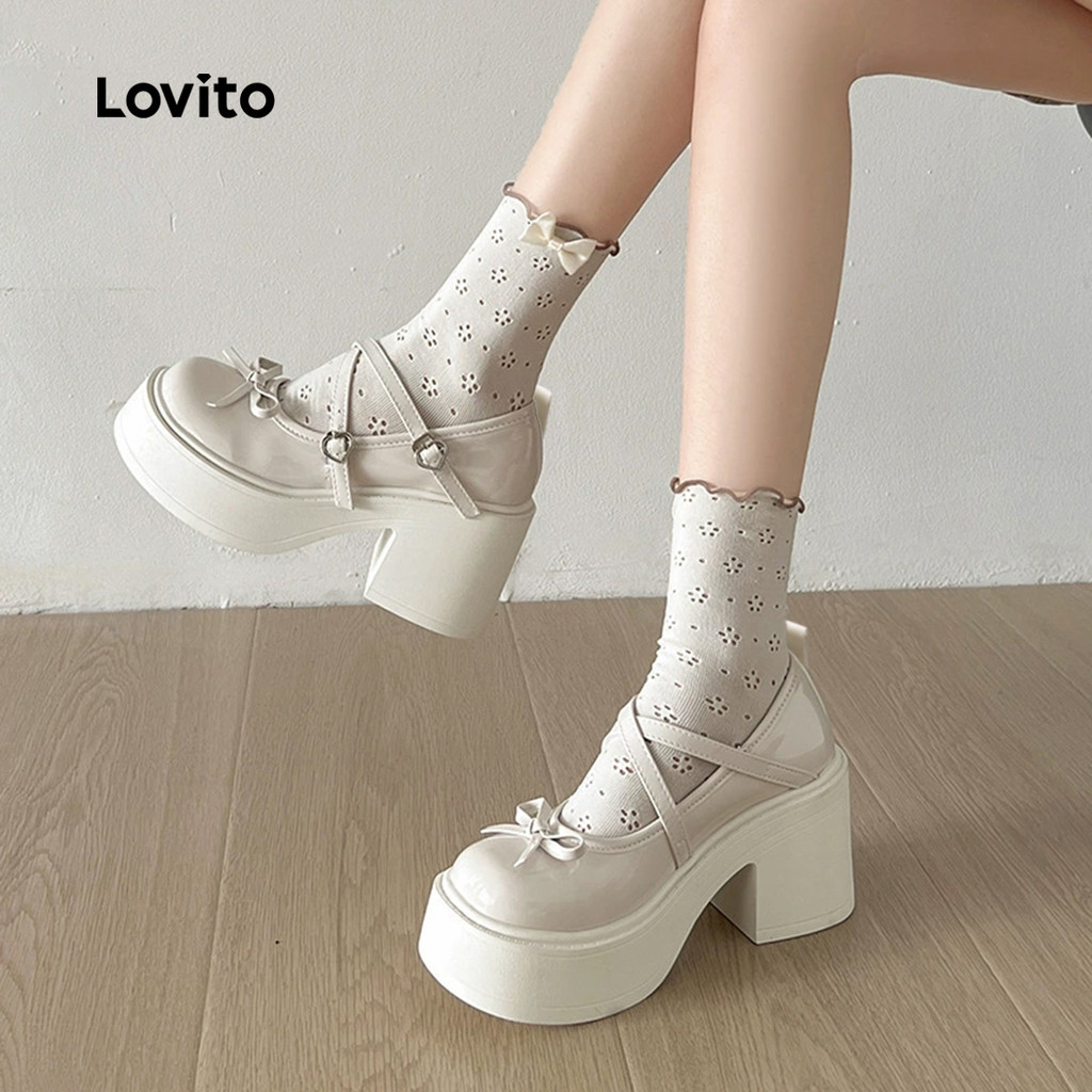 Lovito  Saltos Plataforma Casuais para mulheres. LFA106010 em Oferta na Shopee
