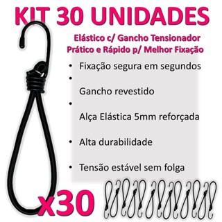 Kit 30 Elásticos 5mm Alça com Gancho Tensionador Prático Resistente Fixação Rápida em Oferta na Shopee