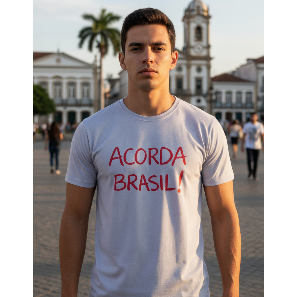 Camiseta Acorda Brasil Masculina Manga Curta