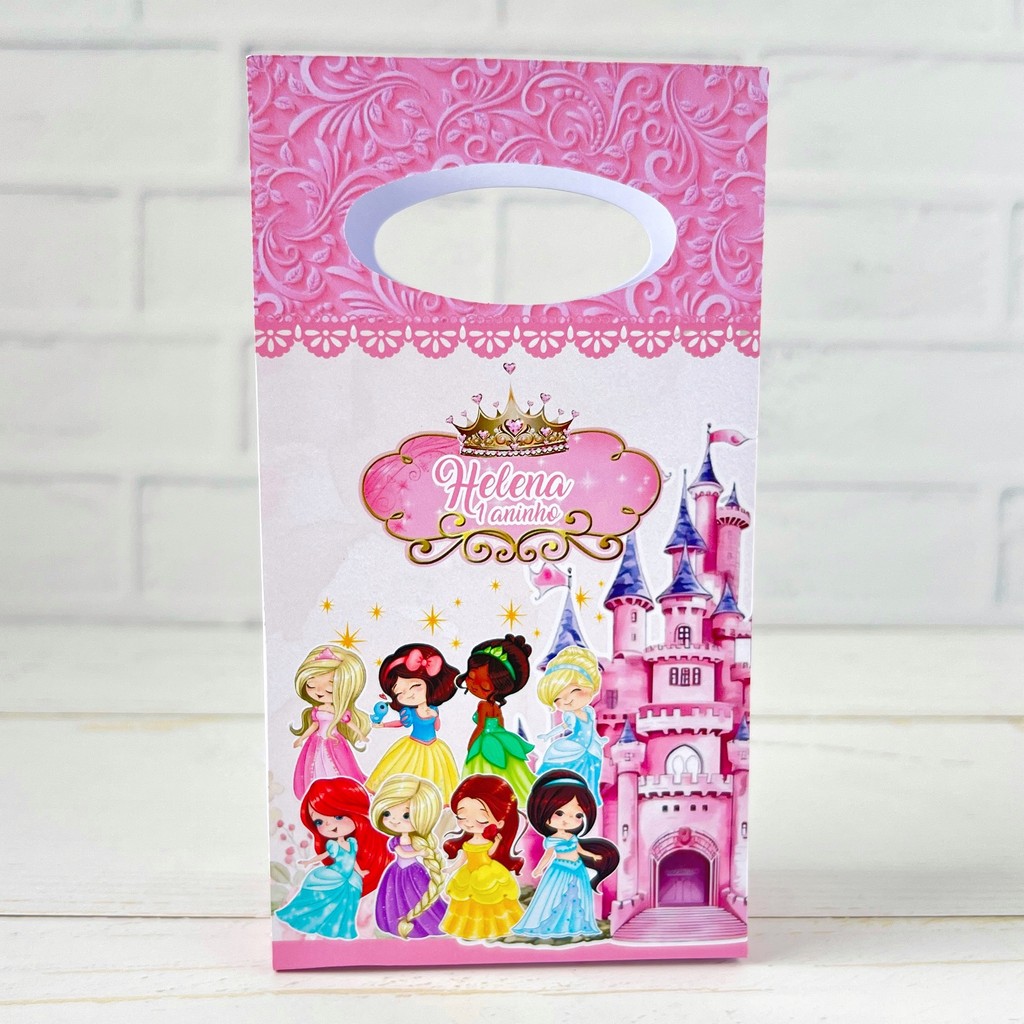 Sacolinha Surpresa Personalizada Pegue e Monte PRINCESAS CUTE BABY- Festa Infantil Lembrancinhas Aniversário Mimo