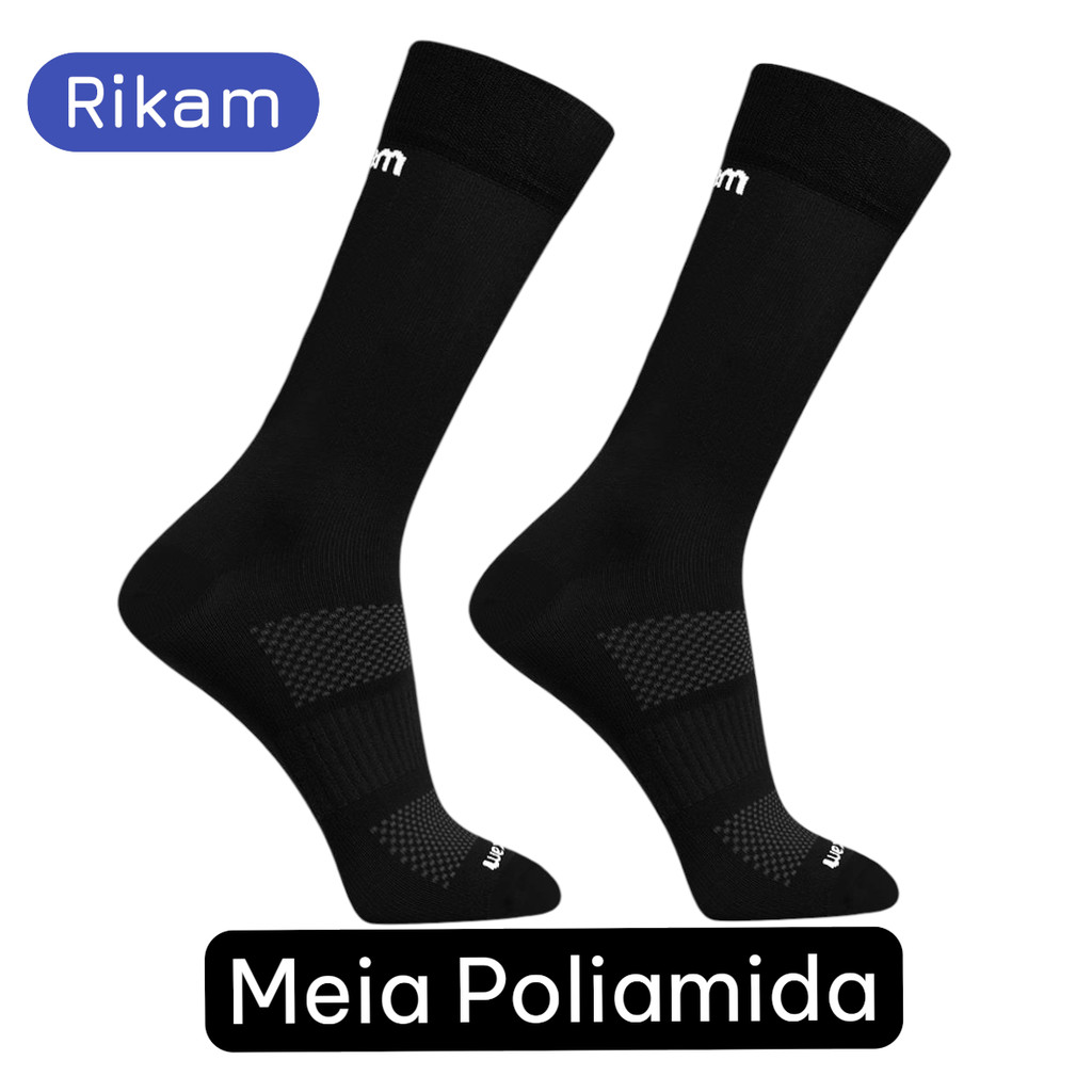 Meia Poliamida Cano Médio Corrida Ciclismo Crossfit Rikam Performance