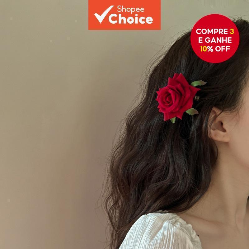 Grampo De Cabelo Rosa Personalizado – Clipe De Borda Bico De Pato De Alta Qualidade Para Mulheres , Acessório Floral Ver em Oferta na Shopee
