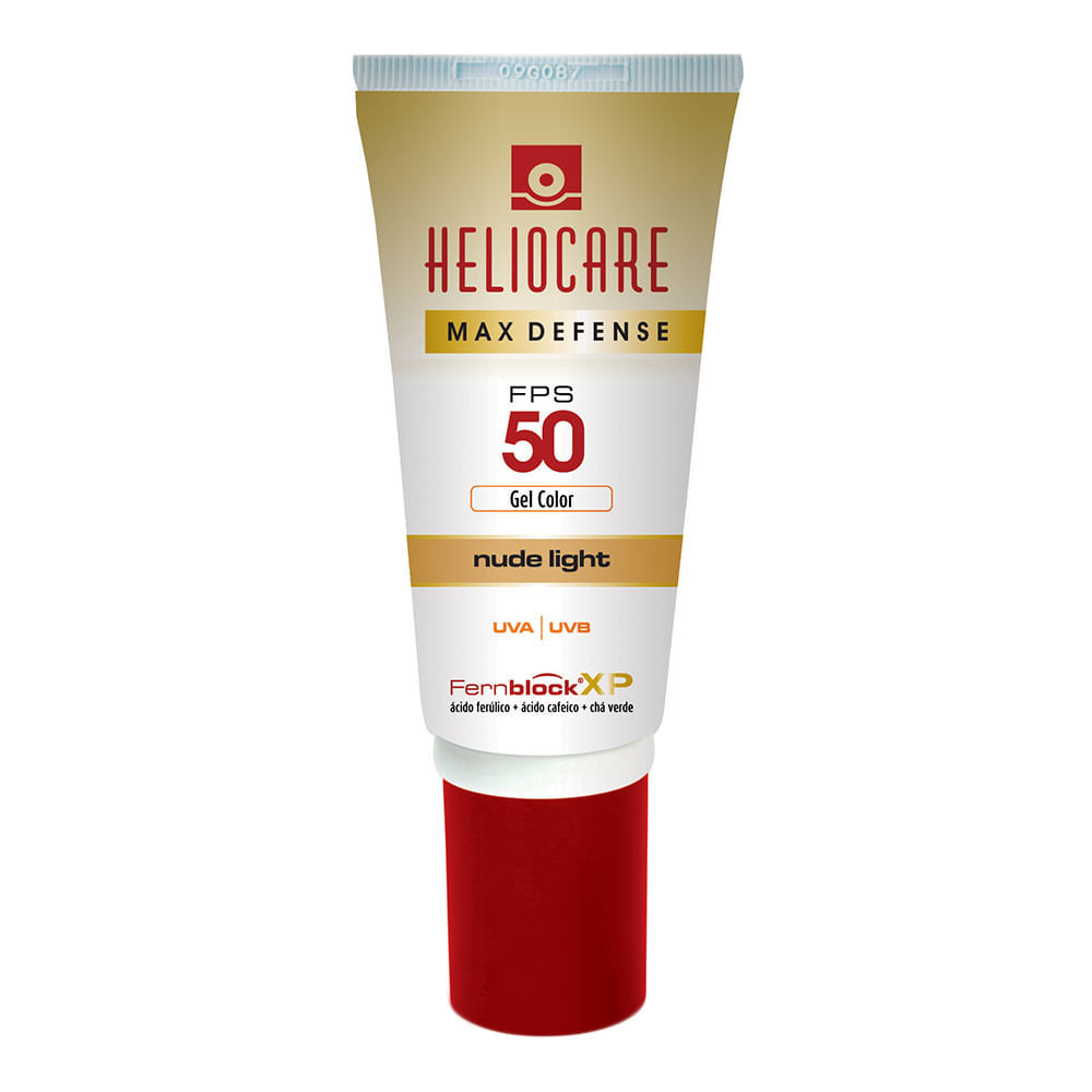 Protetor Solar Heliocare Max Defense Gel Color Nude Light FPS 50 Gel Creme com Efeito de Base com 50g