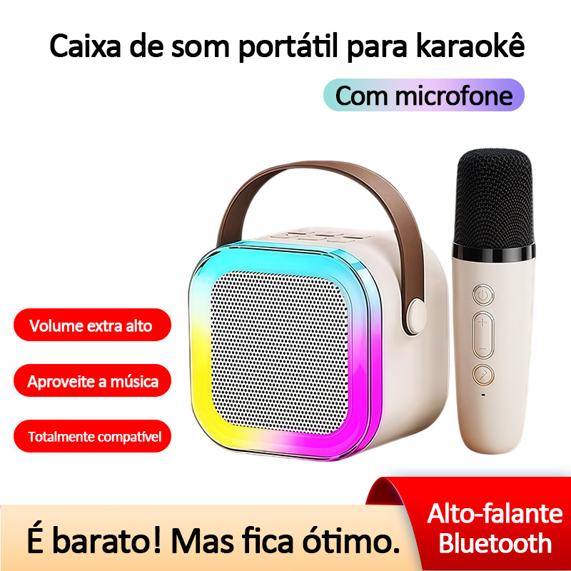 K12 Caixa de Som Karaokê Bluetooth – com Microfone Divertimento Familiar