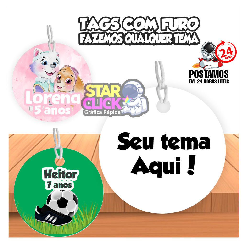 Tags De Lembrancinhas Com Furo  Qualquer Tema aniversario, lembrancinhas e eventos. em Oferta na Shopee
