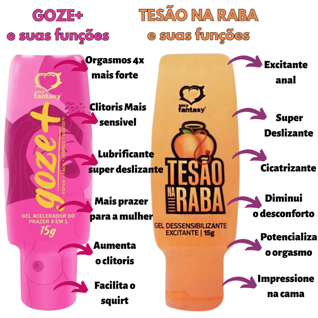 KIT de Prazer Feminino Goze Mais 4 em 1 15g+ TESÃO NA RABA| Sex Shop Produtos Adultos
