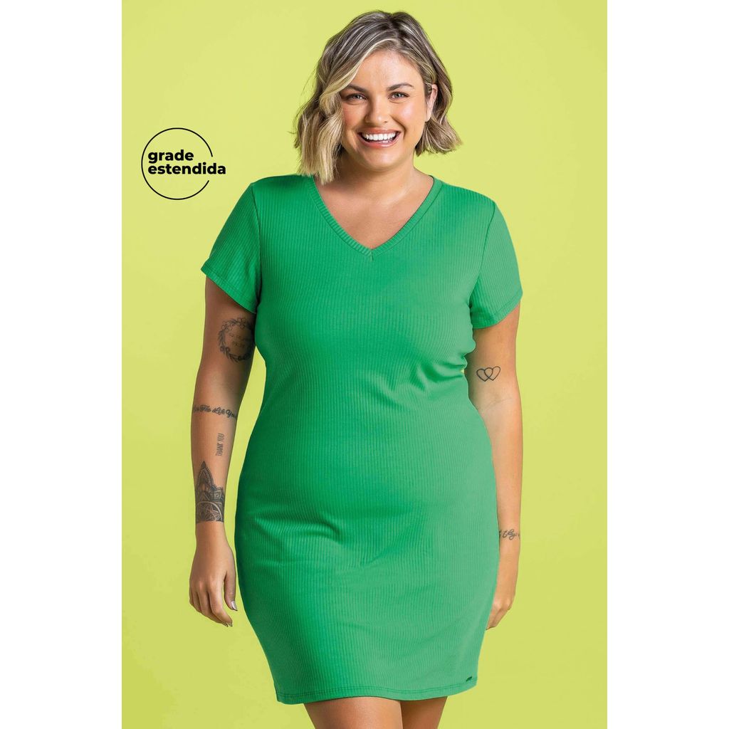 Vestido Feminino Básico Canelado Marialícia Verde em Oferta na Shopee