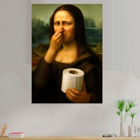 Quadro Decorativo Monalisa Papel Higiênico Banheiro 1 Peça
