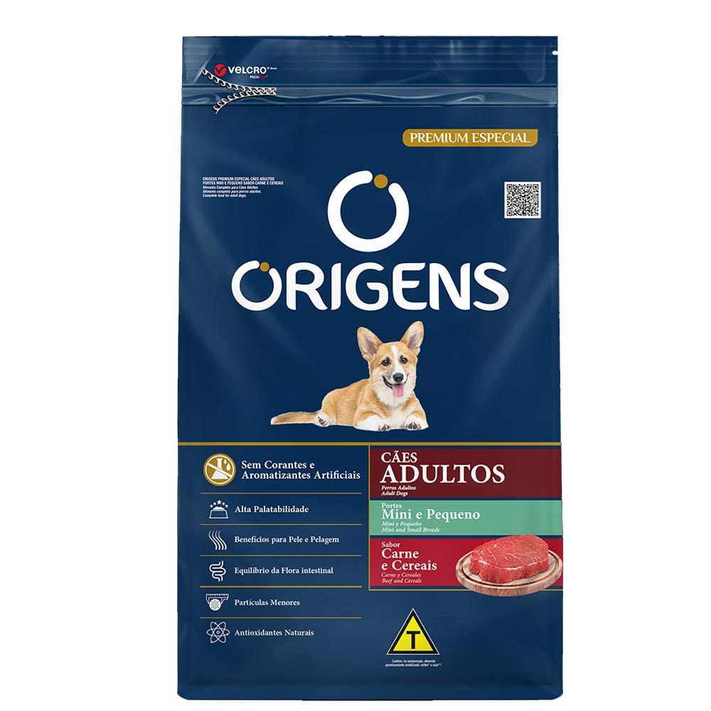Ração para Cães Adultos Origens Porte Mini e Pequeno Sabor Carne e Cereais 3kg em Oferta na Shopee