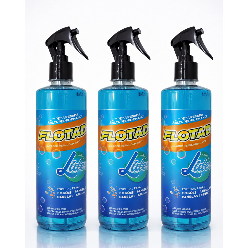 Limpador de airfryer grelhas de churrasqueira limpa fogão  - Kit Flotador - Limpador Desengordurante 500 ml - 3 unidades
