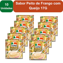 Kit 10 Unidades Sopas Cremosas VONO® Individual Sabor Peito de Frango com Queijo 17G