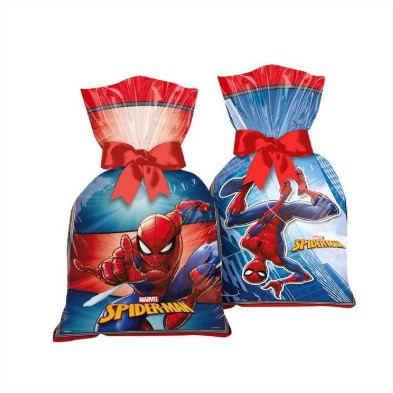 Kit Sacola Plastica Homem Aranha Animaçao 8 a 24 Unidades Sacolinha Surpresa Spider Man Festa Infantil Lembrancinhas