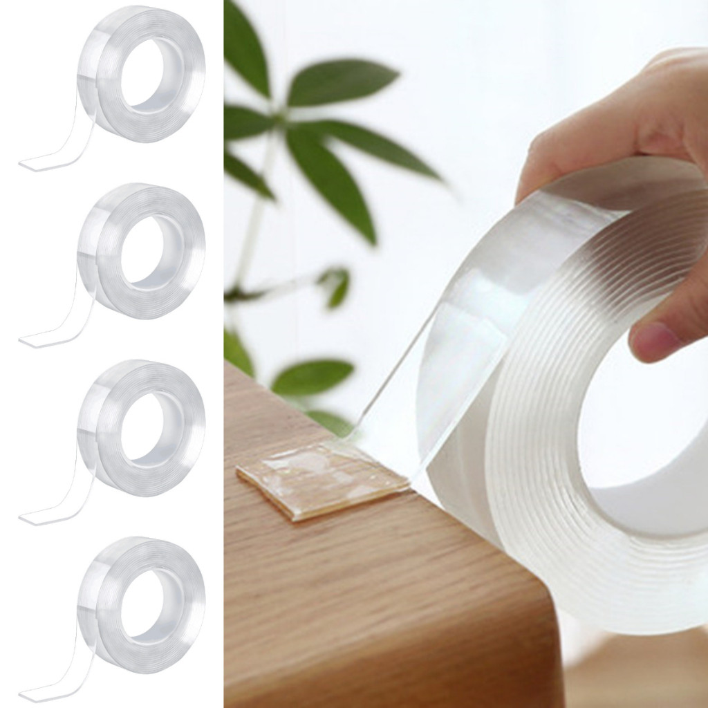 Kit 1/5 Rolo Fita Dupla Face Extra Forte Transparente NanoGel Silicone Mágica Adesiva Cola na Parede Móvel Porta