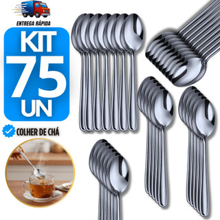 Conjunto Colher Chá Aço Inox Talher Café Cozinha Bar Restaurante Buffet Cafeteria Talheres Colheres