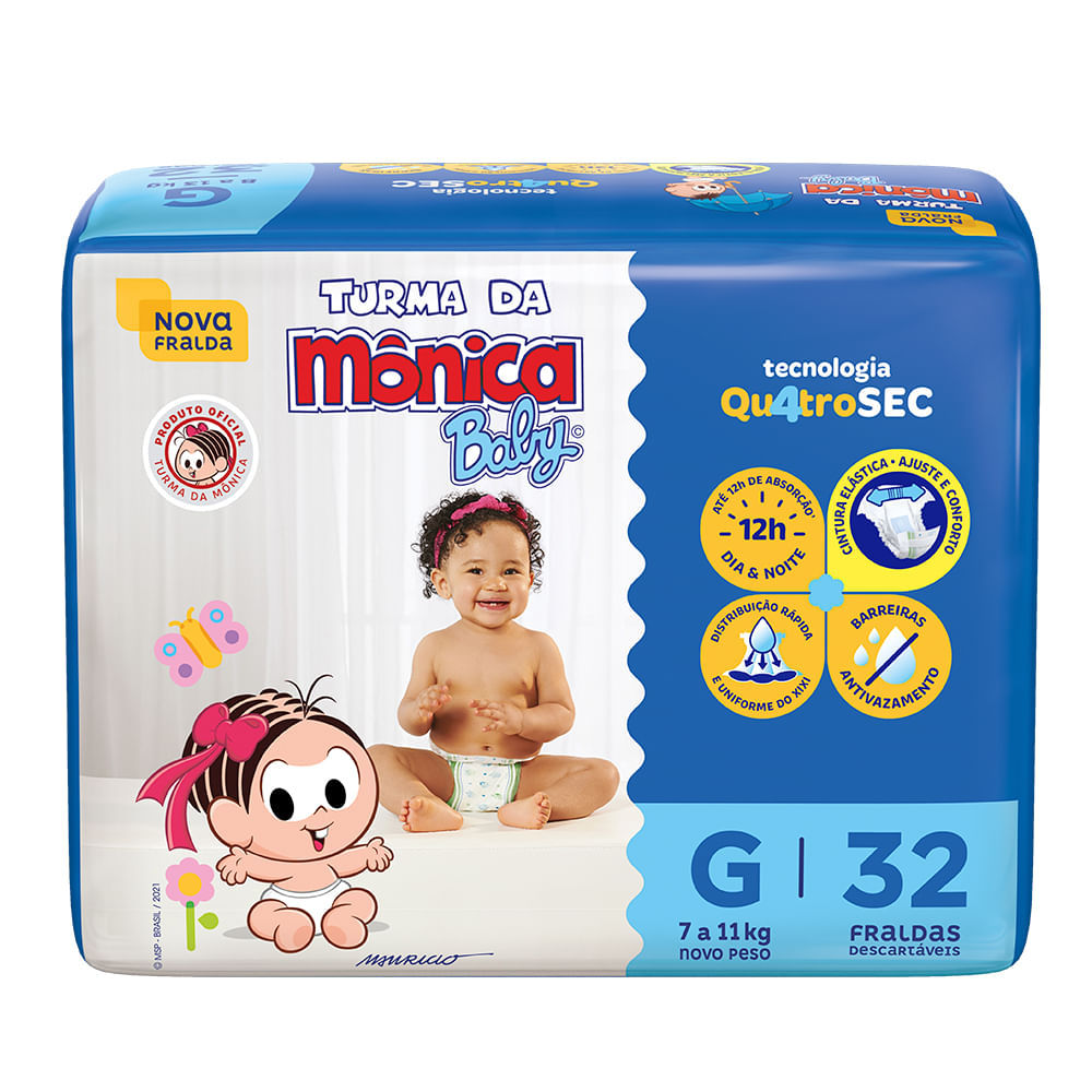 Fralda Descartável Turma Da Mônica Econômica G - 32 Unidades