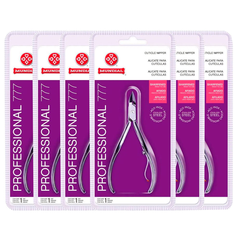 Kit Alicate Cutícula Profissional Mundial Inox Referência 777 - 6 Unidades em Oferta na Shopee