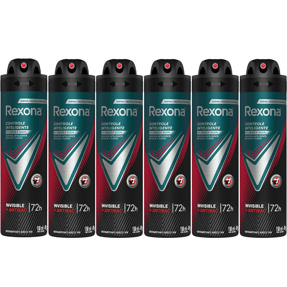 Kit Desodorante Aerosol Rexona Antibacterial+Invisible Men 150ml - 6 Unidades em Oferta na Shopee
