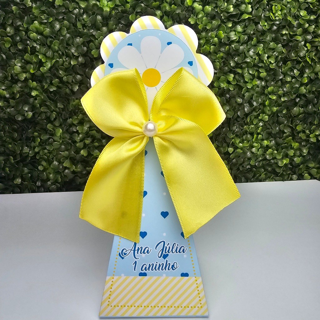 Caixa Cone Pirâmide MARGARIDAS AZUL - Personalizados - Festa infantil - Aniversário - Lembrancinha