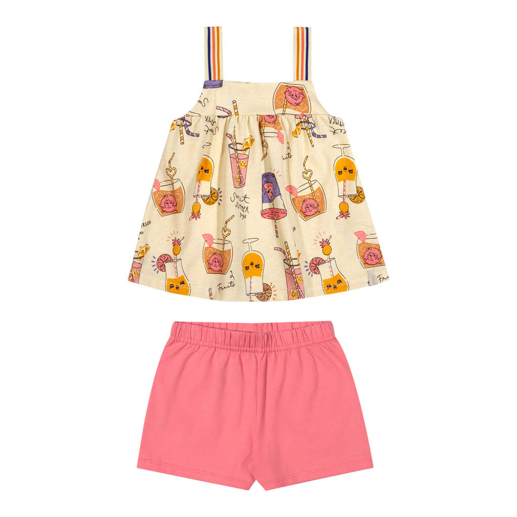 Conjunto Infantil Menina Cotton Leve Elian Amarelo