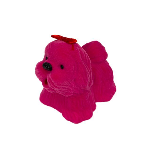 Estojo veludo fantasia cachorro rosa